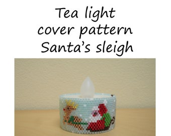 Pattern tea light cover | peyote pattern | peyote tutorial | tea light xmas | christmas | tea light cover | xmas tea light cover | sleigh