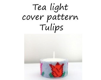 Pattern tea light cover | peyote pattern | peyote tutorial | tea light | tea light cover | flower tea light cover | flower | tulips