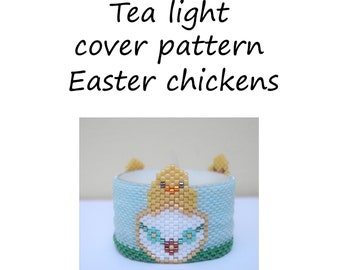 Pattern tea light cover | peyote pattern | peyote tutorial | tea light easter | chicken | tea light cover | chicken cover | napkin ring