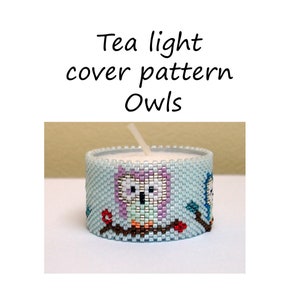 Pattern tea light cover peyote pattern peyote tutorial tea light owls animal tea light tea light cover owl image 1
