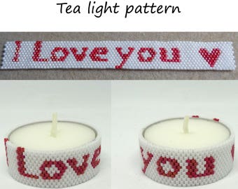 Pattern tea light cover | peyote pattern | peyote tutorial | tea light love | valentine | tea light cover