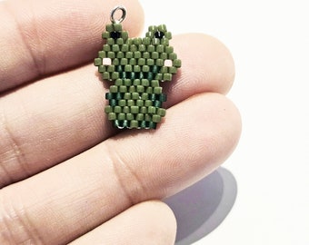 Beaded frog charm, keychain, stitchmarker, earrings