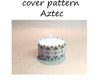 Pattern tea light cover | peyote pattern | peyote tutorial | tea light aztec | aztec | tea light cover | light cover | napkin ring