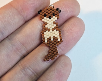 Beaded otter charm, keychain, stitchmarker