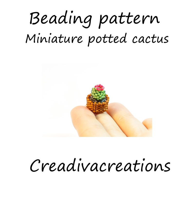 Beading tutorial miniature potted cactus, plant image 1