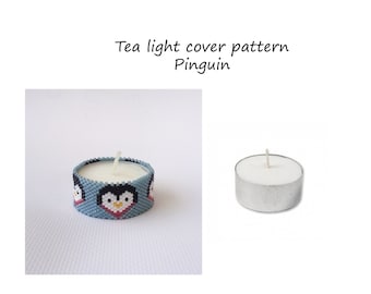 Pattern tea light cover | peyote pattern | peyote tutorial | tea light xmas | christmas | tea light cover | xmas tea light cover | penguin