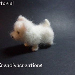 Tutorial needle felted dog, West Highland terrier, Westie, needle felted Westie, felt Westie, needle felt tutorial, felting tutorial image 4