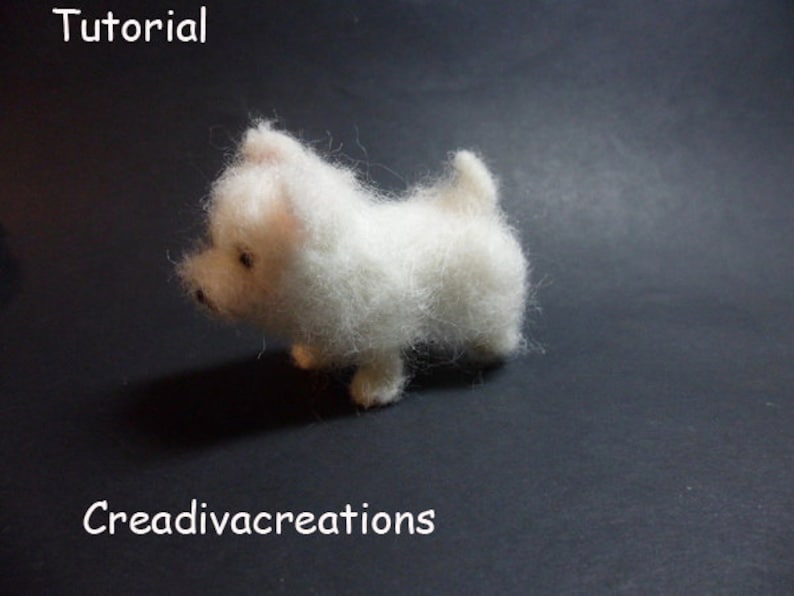 Tutorial needle felted dog, West Highland terrier, Westie, needle felted Westie, felt Westie, needle felt tutorial, felting tutorial image 4