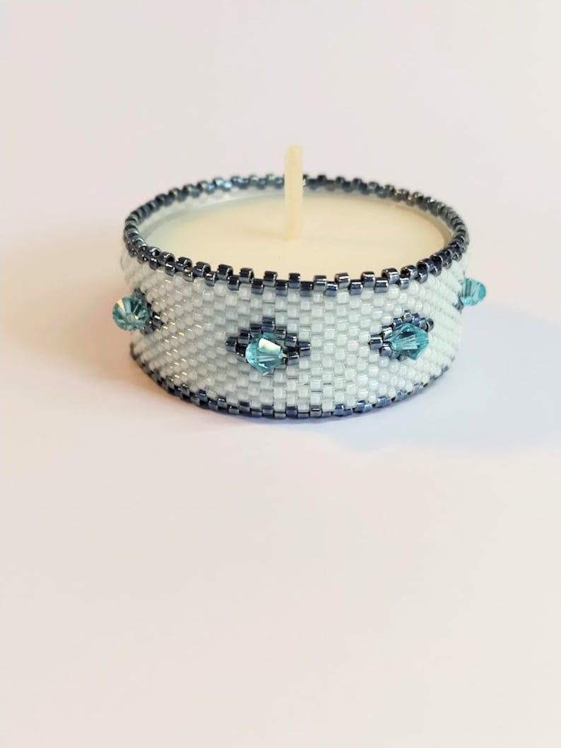 Pattern tea light cover peyote pattern peyote tutorial tea light clover swarovski tea light cover cover napkin ring image 3