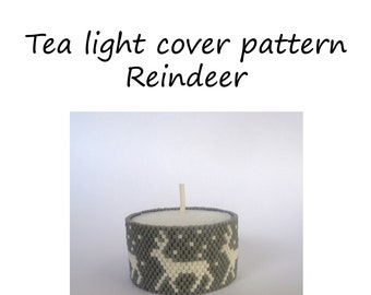 Pattern tea light cover | peyote pattern | peyote tutorial | tea light xmas | christmas | tea light cover | xmas tea light cover | reindeer