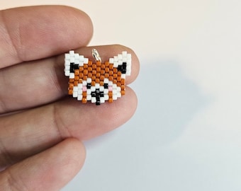 Beaded red panda charm, keychain, stitchmarker, earrings