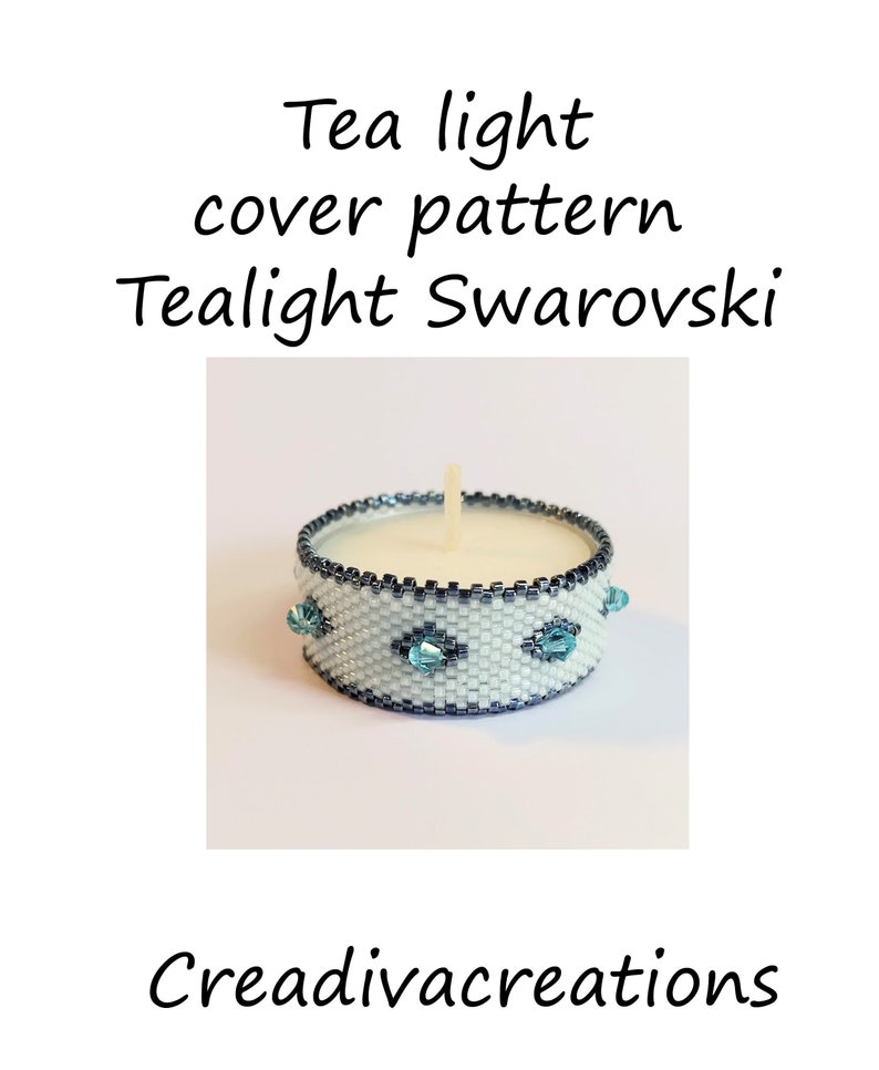 Pattern tea light cover peyote pattern peyote tutorial tea light clover swarovski tea light cover cover napkin ring image 1