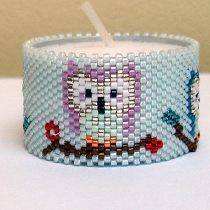 Pattern tea light cover peyote pattern peyote tutorial tea light owls animal tea light tea light cover owl image 2