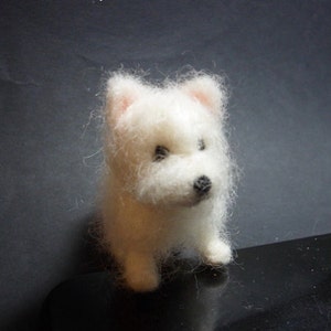 Tutorial needle felted dog, West Highland terrier, Westie, needle felted Westie, felt Westie, needle felt tutorial, felting tutorial image 1