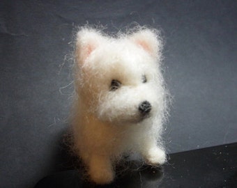 Tutorial needle felted dog, West Highland terrier, Westie, needle felted Westie, felt Westie, needle felt tutorial, felting tutorial