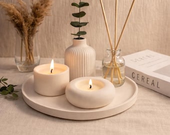 Set di candele di soia fatte a mano con vassoio – Arredamento minimalista per la casa