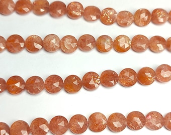 Cuentas de piedra solar facetadas naturales tipo briolette (tira de 8")