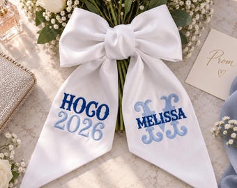 Embroidered HOCO Bouquet Ribbon with Name, Personalized HOCO 2026 Bouquet Sash, Custom Monogram Bouquet, Homecoming Ribbon,Senior Prom Sash