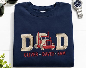 Embroidered Custom Trucker Dad Shirt, Personalized Truck Driver Dad Sweatshirt, Trucker By Profession Dad By Passion Gift, Father’s Day Gift