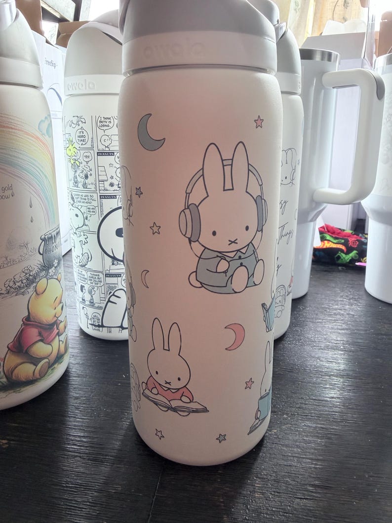 Miffy Bunny 32oz Owala Tumbler Water Bottle, Minimalist, Custom Gift for Her, Birthday, Best Friend image 2