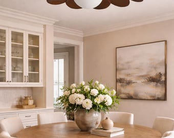 Bronze Flower Ceiling Light, Petal Flush Mount, Vintage Style Lamp, Decorative Lighting Fixture