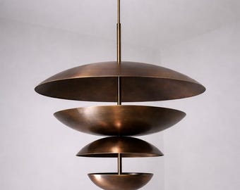 1950's Mid Century Modern Sputnik Chandelier | Raw Brass Kalmar Style Pendant Light Fixture
