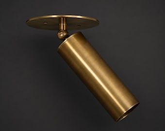 Adjustable Brass Spotlight, Mid Century Modern Ceiling Light, Vintage Wall Lamp