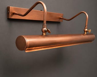 Handmade Raw Brass Picture Light, Mid Century Modern Adjustable Gallery Sconce Lighting Fixture