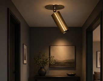 Foco de latón ajustable, lámpara de techo de estilo moderno de mediados de siglo, lámpara de pared vintage