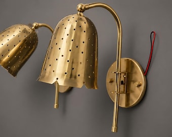 Perforated Brass Wall Sconce – Mid Century Modern Italian Lighting Fixture