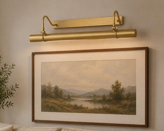Raw Brass Picture Light, Mid-Century Modern Adjustable Wall Sconce, Gallery Lighting Fixture