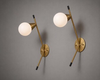 Handmade Brass Globe Wall Sconce, Mid Century Modern Lighting Fixture, Modern Wall Lamp, Luxury Bedroom Bathroom Vanity Light