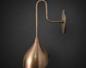 Handcrafted Brass Wall Sconce, Mid Century Swing Arm Lamp, Minimalist Bedside Lighting