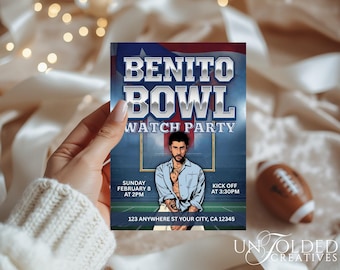 Benito Bowl, Bad Bunny, The Super Big Football Game, Invitation, Editable Template (Digital Download)