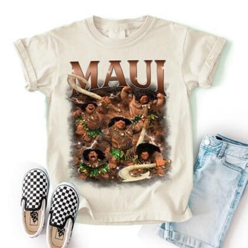 Comfort Colors Maui Moana Bootleg Shirt, Moana Character Shirt, Moana Maui Tee, Disneyland Trip Tee, Custom Moana 2, Family Matching Shirt image 3