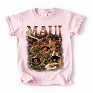 Comfort Colors Maui Moana Bootleg Shirt, Moana Character Shirt, Moana Maui Tee, Disneyland Trip Tee, Custom Moana 2, Family Matching Shirt image 4