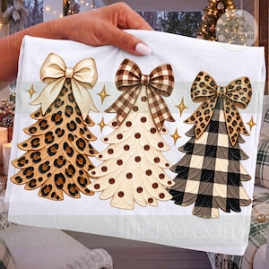 Choinka w panterkę PNG Wesołych Świąt Bożego Narodzenia Kratka w kratkę Kropki Boże Narodzenie Sublimacja Kratka Kokarda Western Holiday Png Xmas Digital Download
