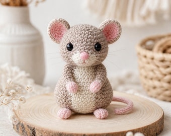 Realistisches Maus Muster, Amigurumi Häkel-PDF-Anleitung, Häkelset Maus, Geschenk für Häkelfans,Häkelset, DIY, Sofort Download, Waldtiere
