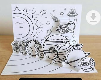 Diorama del Sistema Solar / Actividad STEM de Planetas Desplegables (Descarga Digital)