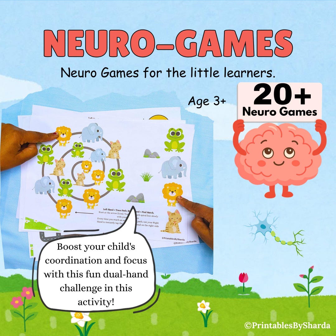 Neuro Games for Kids Printable PDF Bilateral Coordination Brain Gym ...