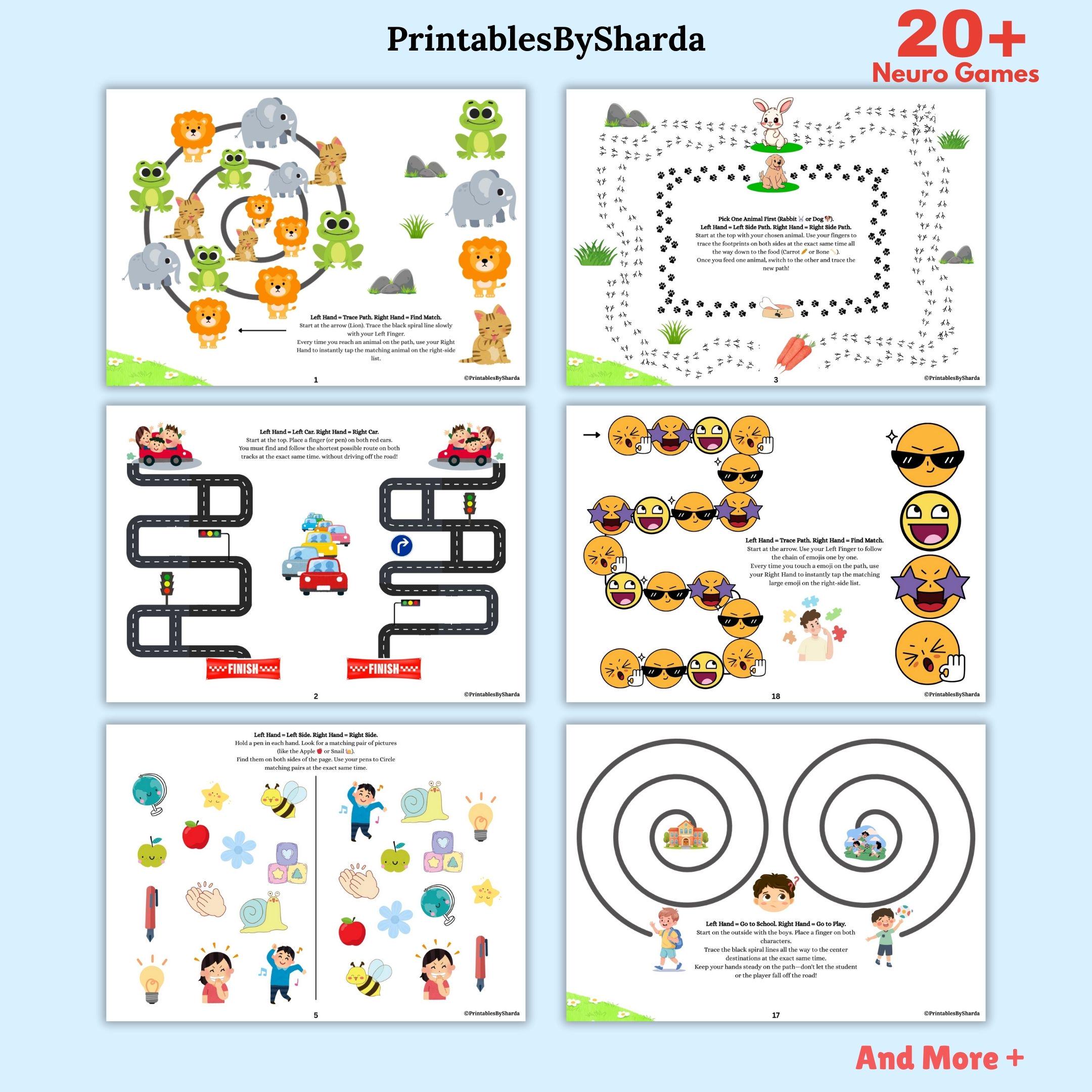 Neuro Games for Kids Printable PDF Bilateral Coordination Brain Gym