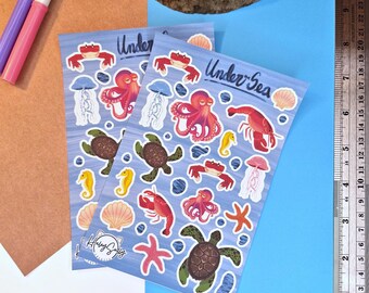 Under the Sea Sticker Sheet | Journal | Scrapbook | Penpal | Planners | Paper Stickers | Human Made | Summer