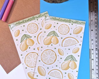 Lemons Sticker Sheet : Journal | Scrapbook | Penpal | Planners | Paper Stickers | Human Made | Food Stickers | Summer Stickers