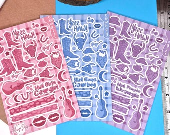 Western Themed Sticker Sheet : Journal | Scrapbook | Penpal | Planners | Paper Stickers | Human Made | Rodeo | Summer