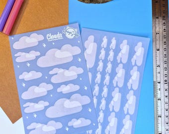 Blue Clouds Sticker Sheet : Journal | Scrapbook | Penpal | Planners | Paper Stickers | Human Made