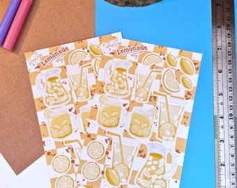 Lemonade Sticker Sheet : Journal | Scrapbook | Penpal | Planners | Paper Stickers | Human Made | Drink Stickers | Summer Stickers
