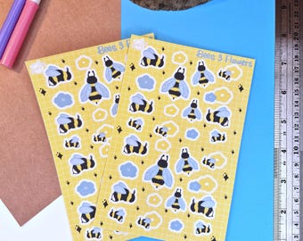 Bees & Flowers Sticker Sheet : Journal | Scrapbook | Penpal | Planners | Paper Stickers | Human Made | Summer Stickers
