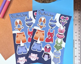 Swimwear Sticker Sheet | Journal | Scrapbook | Penpal | Planners | Paper Stickers | Human Made | Summer