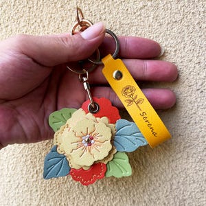 Crabapple Blossom AirTag Card Holder, Flower Bag Charm, Custom Name Keychain, Birthday Gift