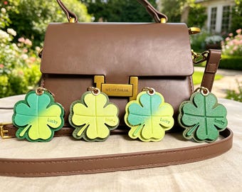 Personalized Four-Leaf Clover Bag Charms, Customized Birthday Name Keychains, AirTag Card Holders, Lucky Gifts
